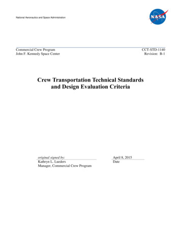 Crew Transportation Technical Standards And Design .