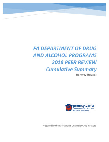 PA DEPARTMENT OF DRUG AND ALCOHOL PROGRAMS 2018 