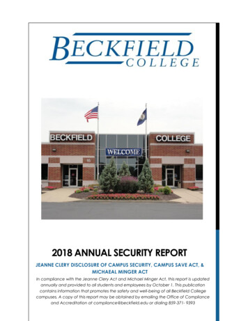 2018 ANNUAL SECURITY REPORT - Beckfield College