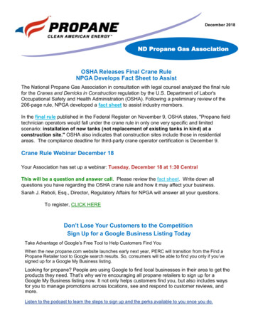 ND Propane Gas Association OSHA Releases Final Crane 