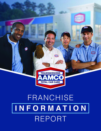 AAMCO FRANCHISE INFORMATION REPORT