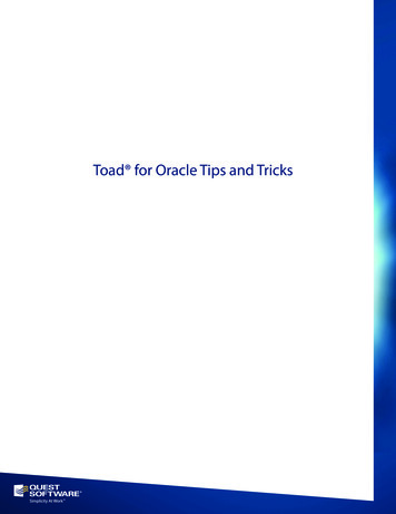 Toad For Oracle Tips And Tricks