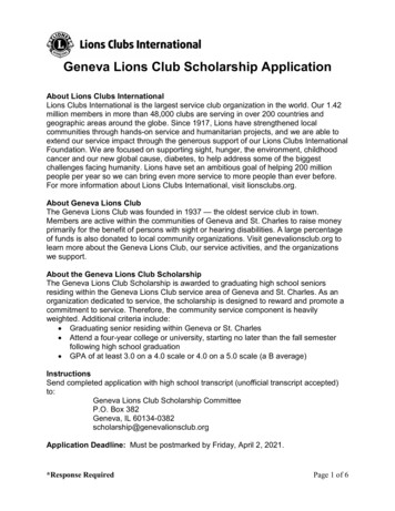 Geneva Lions Club Scholarship Application