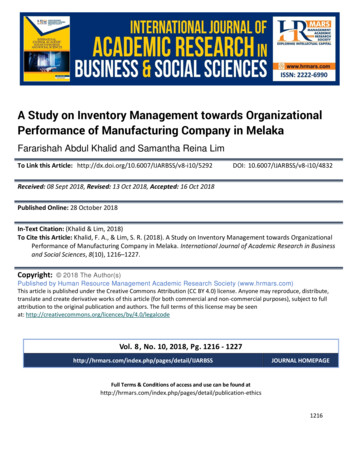 A Study On Inventory Management Towards Organizational .