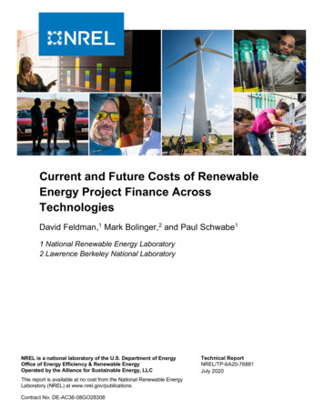 Current And Future Costs Of Renewable Energy Project .