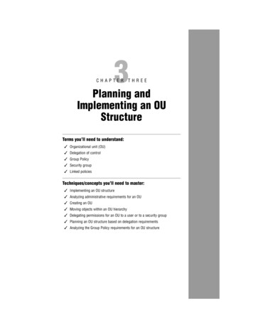 CHAPTER THREE Planning And Implementing An OU Structure