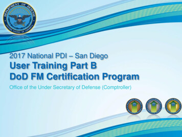 2017 National PDI San Diego User Training Part B DoD FM .