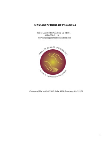Massage School Of Pasadena Catalog - California