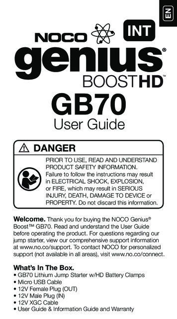 NOCO Genius Boost GB70 Lithium Jump Starter User Guide