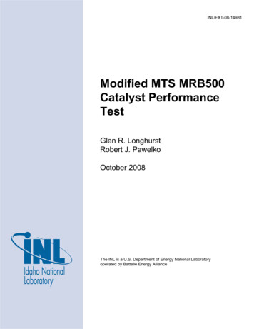 Modified MTS MRB500 CATALYST PERFORMANCE TEST