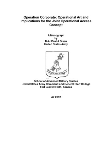 Operation Corporate: Operational Art And Implications For .