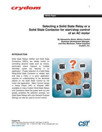 Selecting A Solid State Relay Or A Solid State Contactor .
