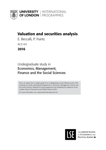 Valuation And Securities Analysis - London