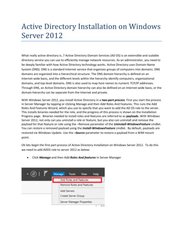 Active Directory Installation On Windows Server 2012