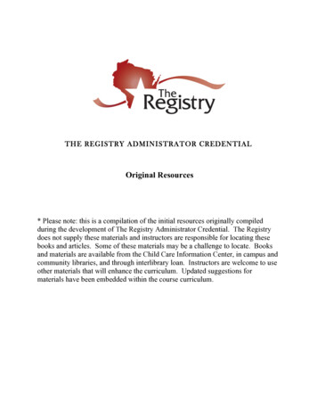 Administrator Original Resources - The Registry
