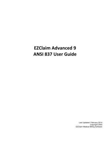 EZClaim Advanced 9 ANSI 837 User Guide