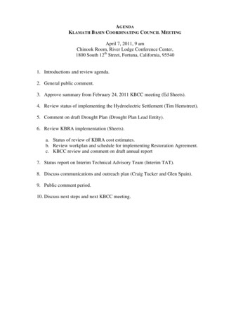 Agenda Klamath Basin Coordinating Council Meeting - Ed 
