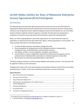 ArcGIS Online (AGOL) For State Of Minnesota Enterprise .