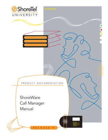 ShoreWare Call Manager Manual - Asktouchpoint 