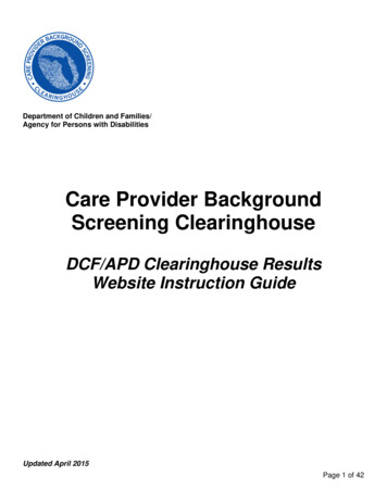 DCF/APD Clearinghouse Results Website Instruction Guide