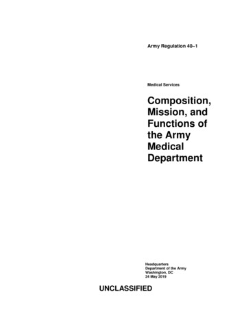 Medical Services Composition, Mission, And Functions Of .