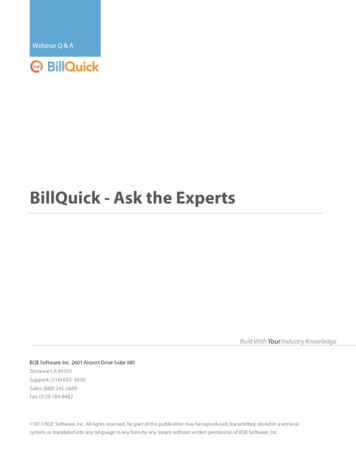 BillQuick Ask The Experts Q&A - Bqesoftware 