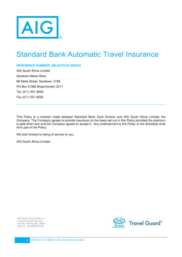Standard Bank Automatic Travel Insurance