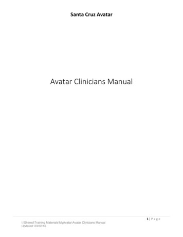 Avatar Clinicians Manual - Santa Cruz Health