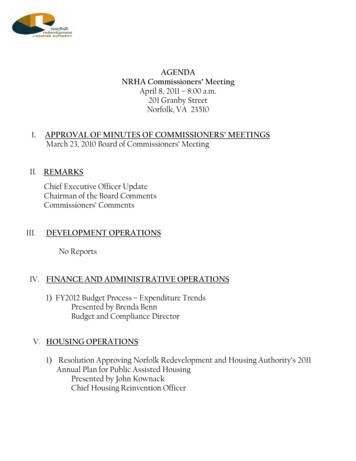 AGENDA NRHA Commissioners’ Meeting