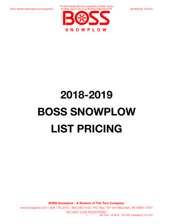 2018-2019 BOSS SNOWPLOW LIST PRICING - ESCNJ