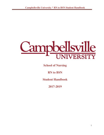 Campbellsville University * RN To BSN Student Handbook