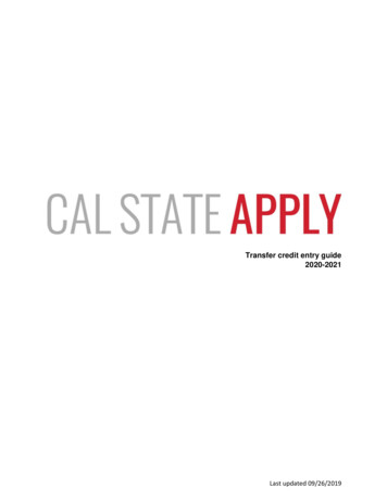 Cal State Apply Transfer Credit Entry Guide - CSU