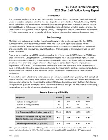 2020 CDASS Client Satisfaction Survey Report For PPL