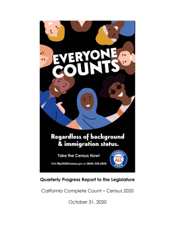 Quarterly Progress Report To The Legislature