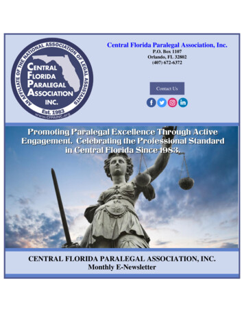 CENTRAL FLORIDA PARALEGAL ASSOCIATION, INC. Monthly 