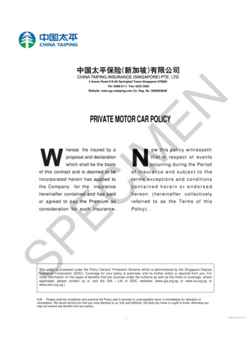 PRIVATE MOTOR CAR POLICY POLICY LICY