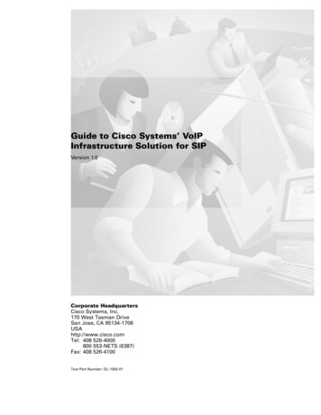 Guide To Cisco Systems’ VoIP Infrastructure Solution For SIP