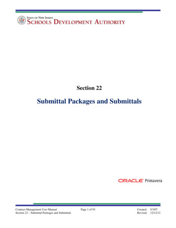 Submittal Packages And Submittals - NJSDA