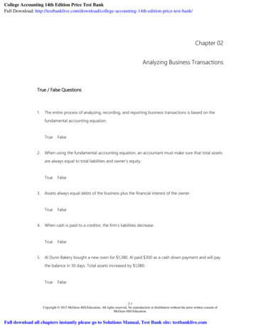 Chapter 02 Analyzing Business Transactions