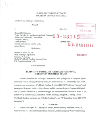 SEC Complaint: Bernard H. Butts, Jr., Fotios Geivelis, Jr .