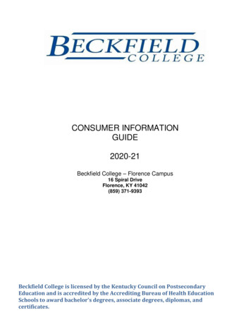 Consumer Information Guide - Beckfield College