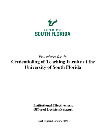 Procedures For The Credentialing Of Teaching . - Usf.edu