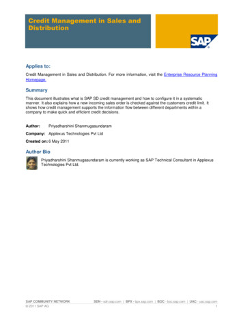 Credit Management In Sales And Distribution - SAP Community