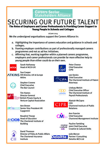 Careers Sector Stakeholders Alliance SECURING OUR FUTURE .