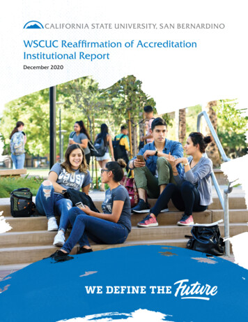 WSCUC Reaffirmation Of Accreditation Institutional Report