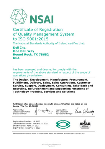 Certificate Of Registration 9001:2015 MSP - Dell Technologies