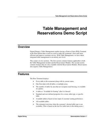 Table Management And Reservations Demo Script