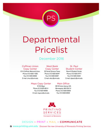 Departmental Pricelist - Printing Services