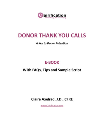 A Key To Donor Retention - Clairification
