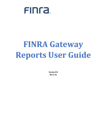FINRA Gateway Reports User Guide